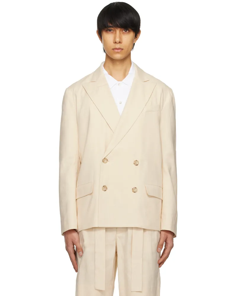 COMMAS Off-White Double-Breasted Blazer Cream