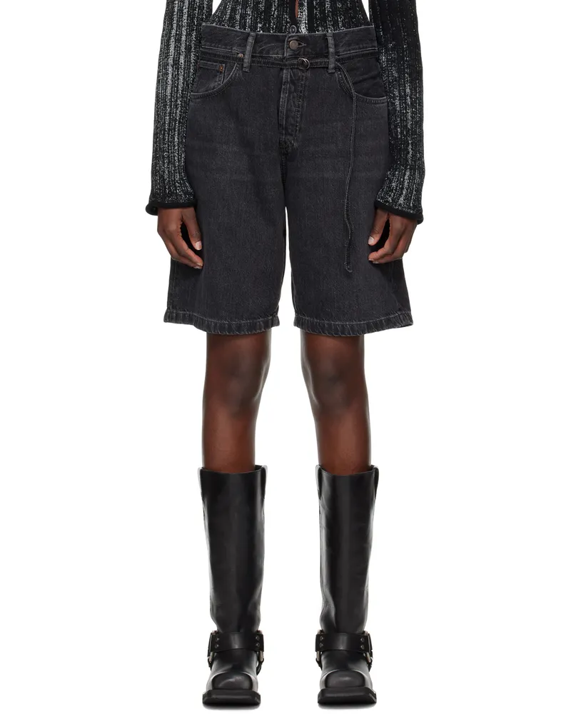 Acne Studios Black Cinch Denim Shorts Black