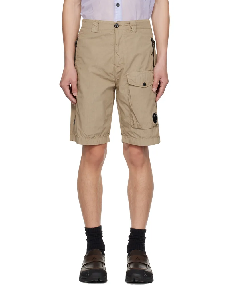 C.P. Company Beige Garment-Dyed Utility Shorts 330