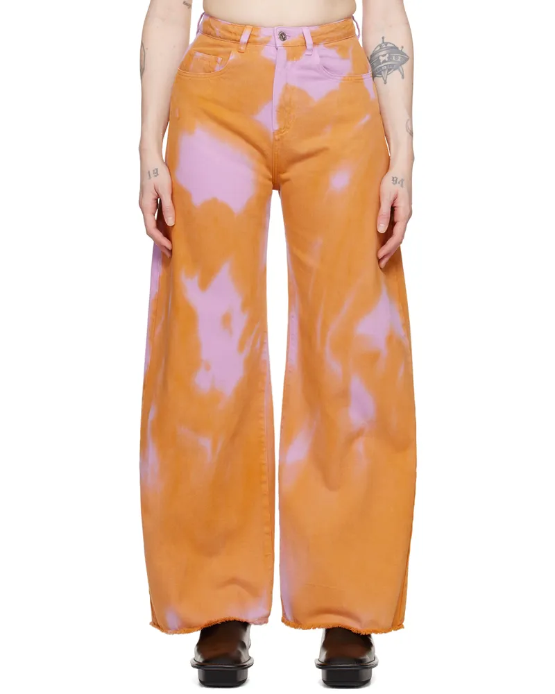 Marques ' Almeida Orange & Pink Tie-Dye Boyfriend Jeans Orange