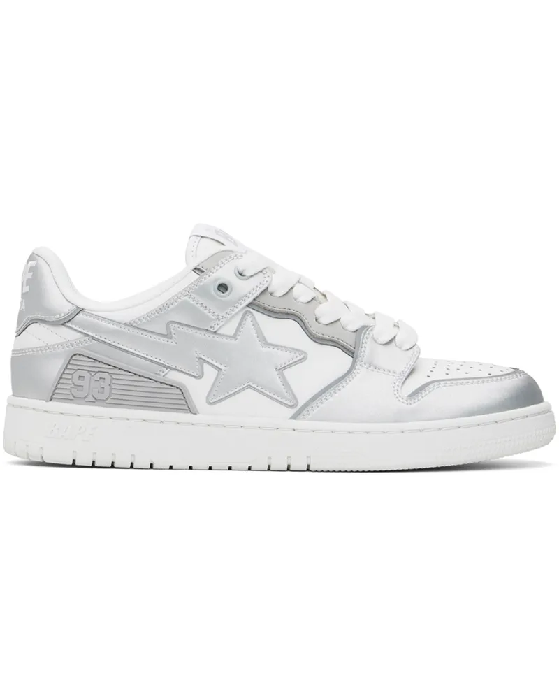 BAPE White & Silver Sk8 Sta #4 Sneakers White