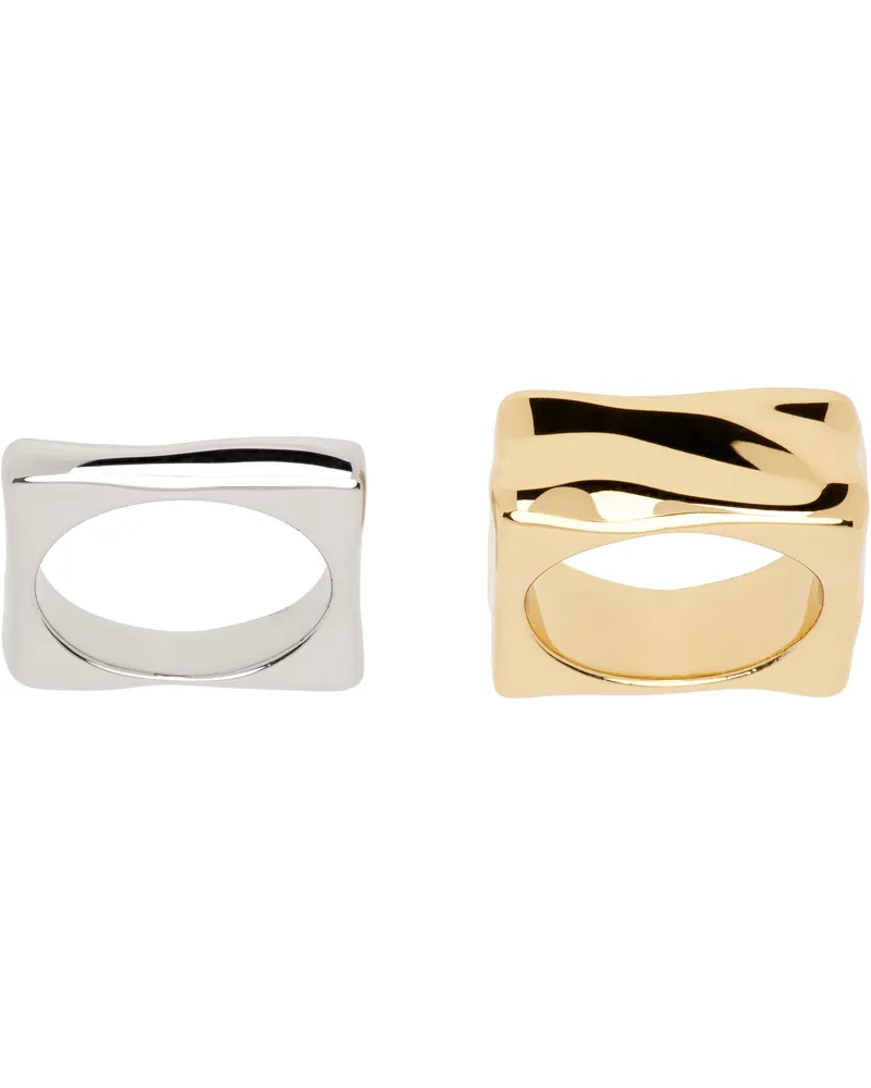 AMI Paris Brass Dune Ring Set Or