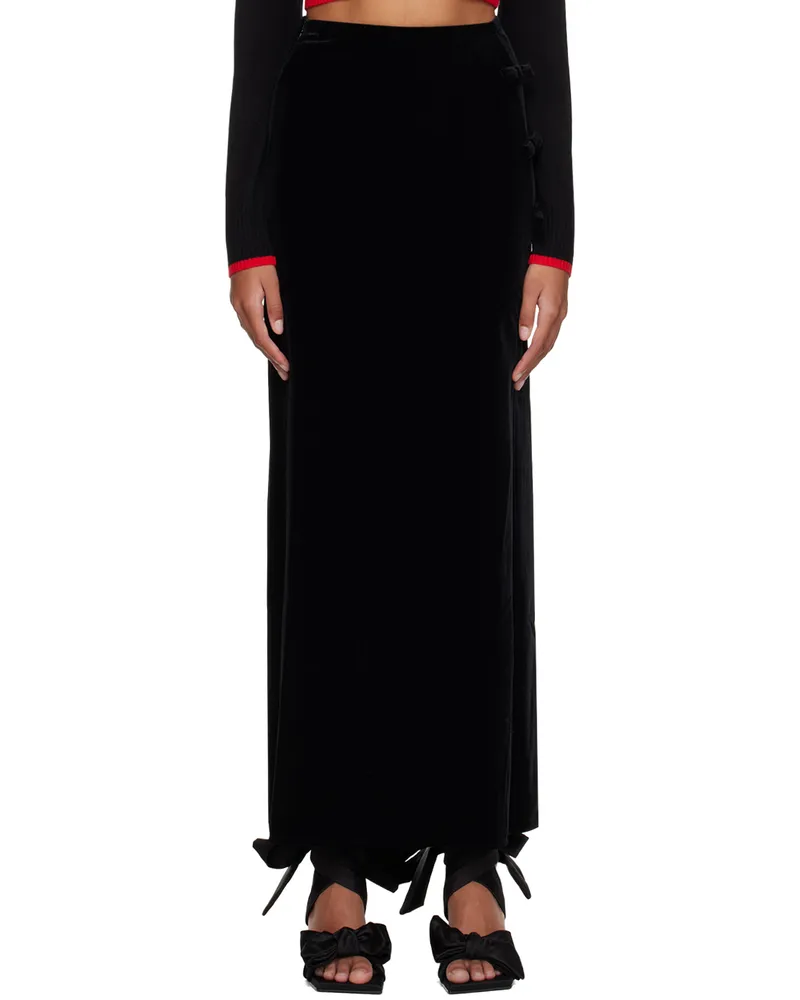Ganni Black Bow Maxi Skirt 099