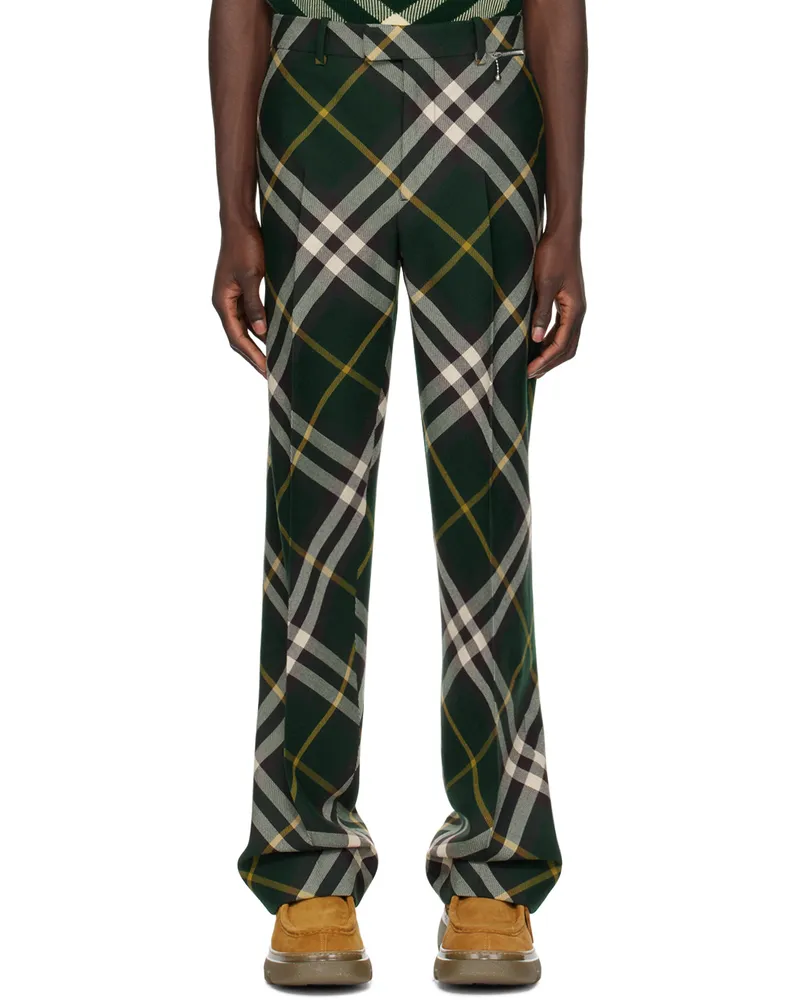 Burberry Green Check Trousers Primrose