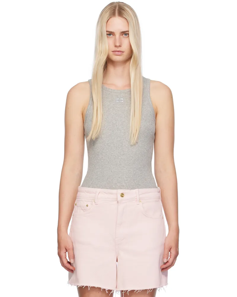 Ganni Gray Ribbed Tank Top 921