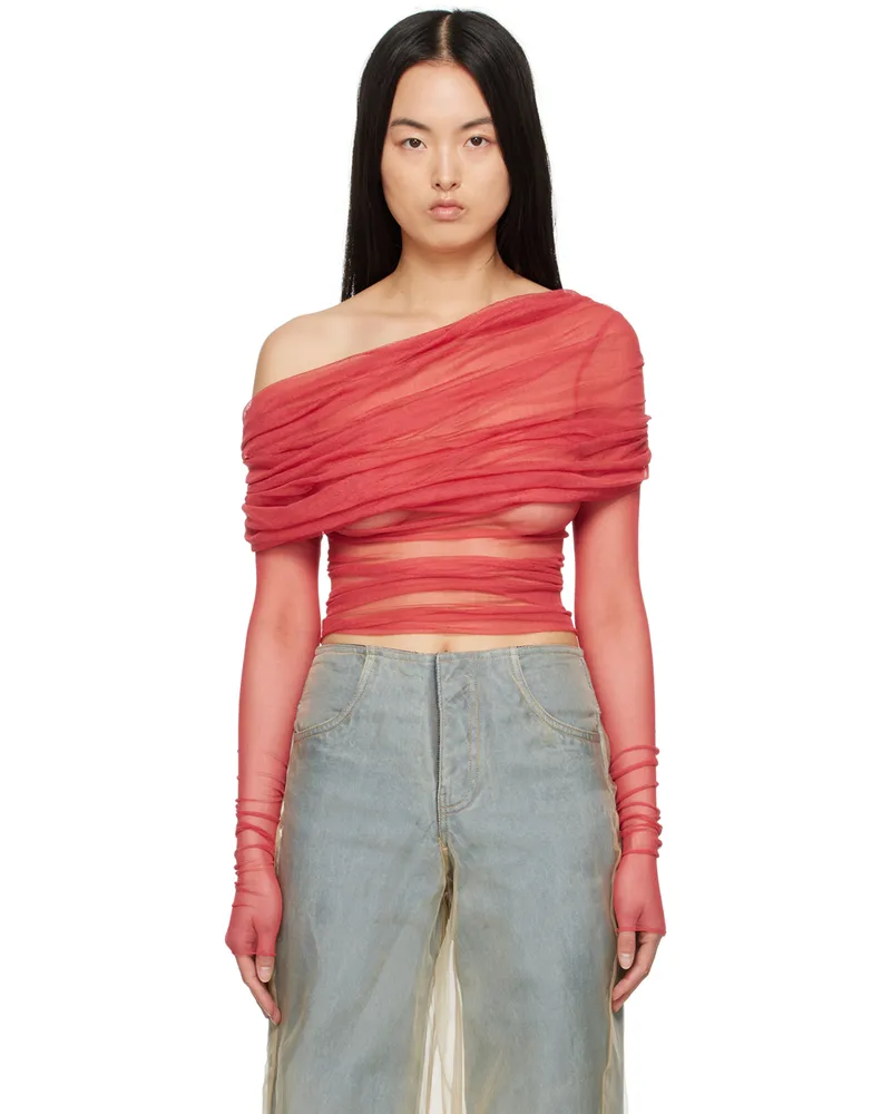 Christopher Esber Red Veiled Blouse Watermelon