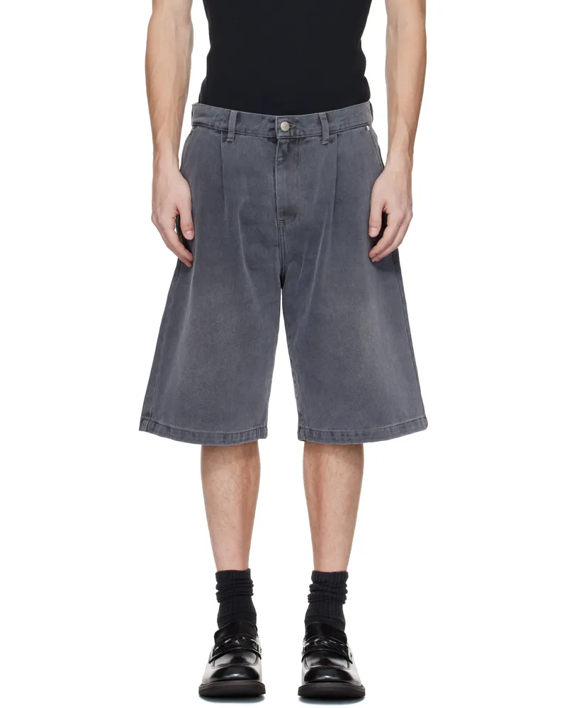 Mfpen Gray Star Rivet Denim Shorts Slate