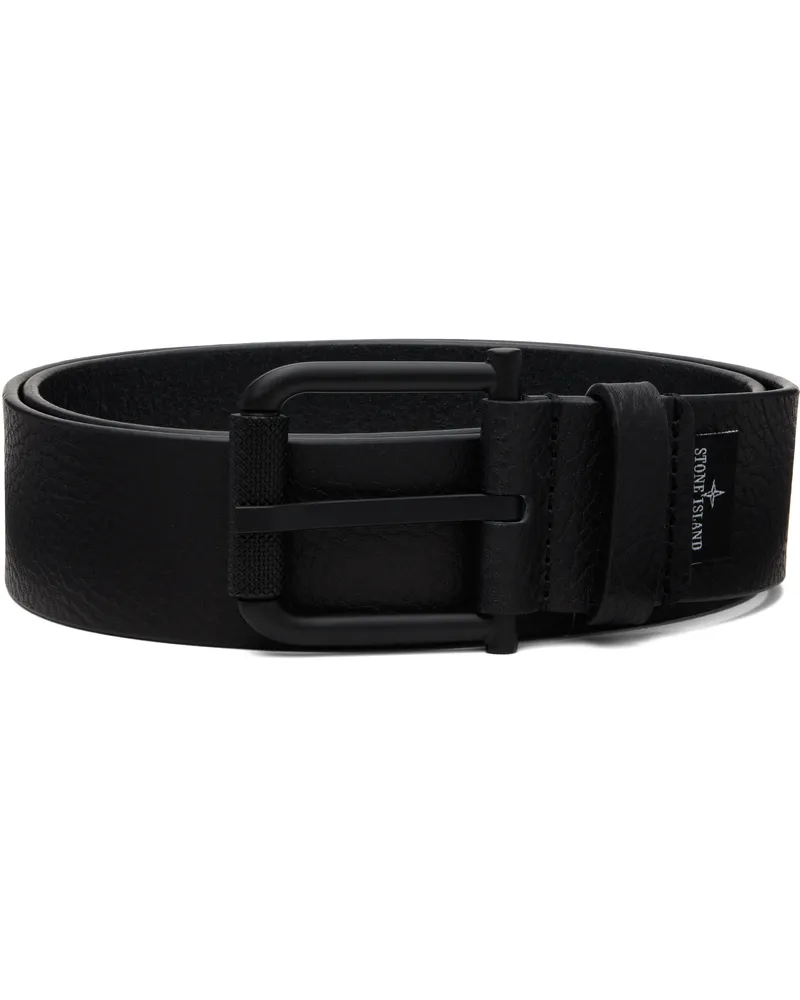 Stone Island Black 9300002 Tumbled Leather Belt V0029