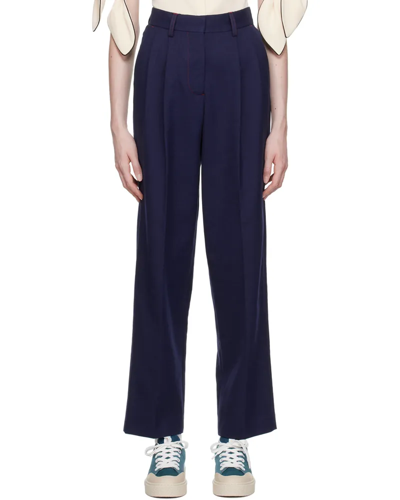 See by Chloé Navy Wide-Leg Trousers 48b
