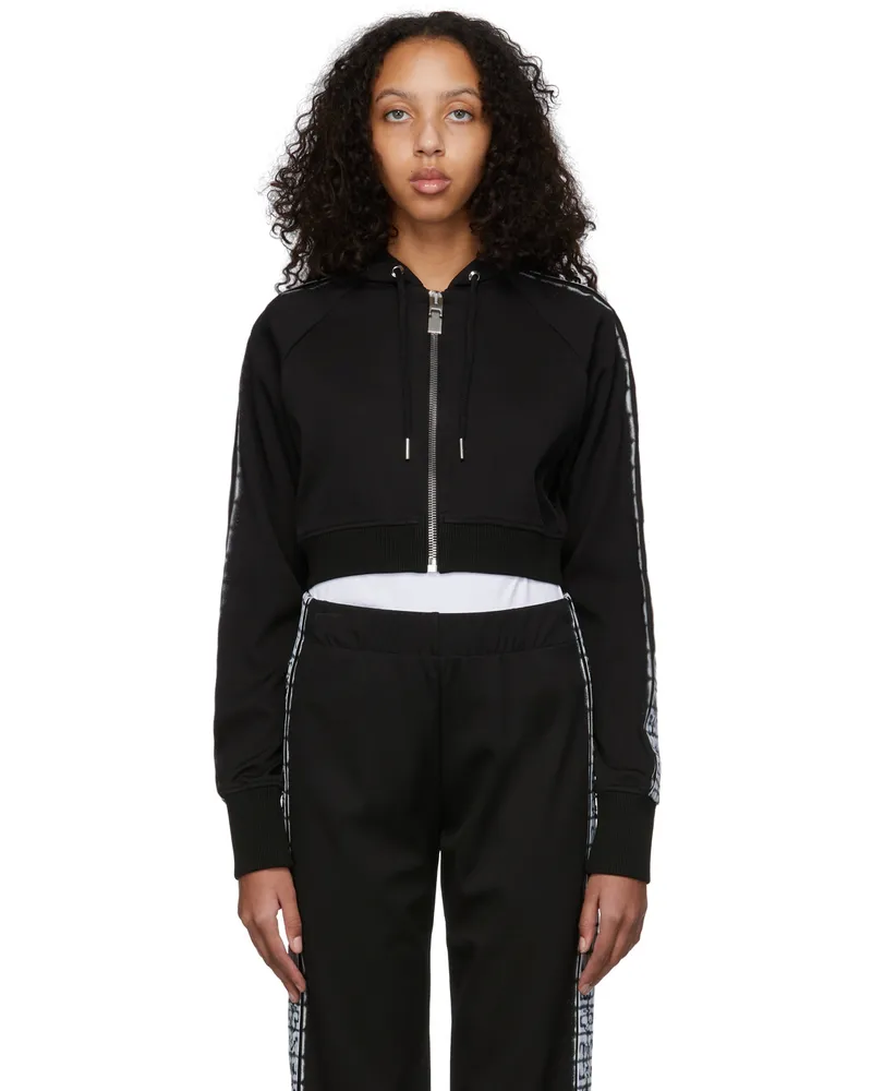 Givenchy Black Chito Edition 4G Tag Cropped Zip Hoodie 001