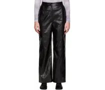 Black Grained Faux-Leather Pants