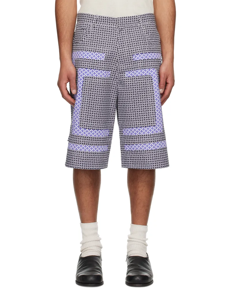 Edward Cuming SSENSE Exclusive Navy Flower Bermuda Shorts Navy