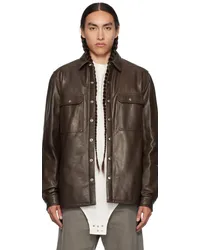 Rick Owens Brown Padded Leather Jacket Brown