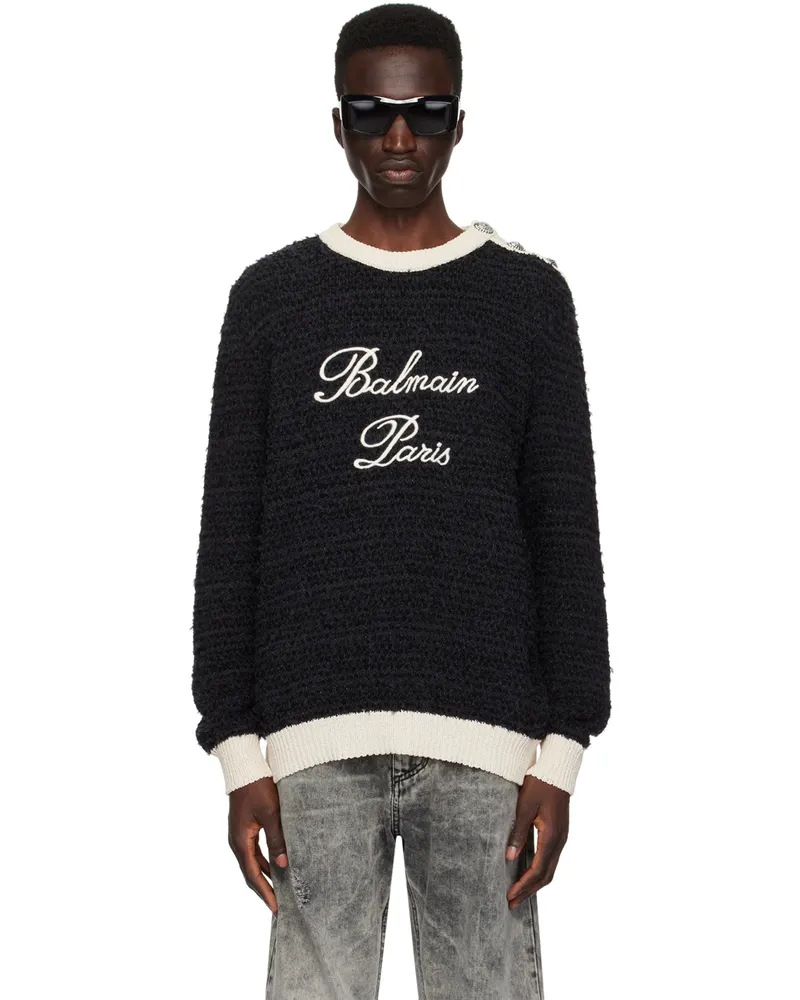 Balmain Black Embroidered Sweater Eab