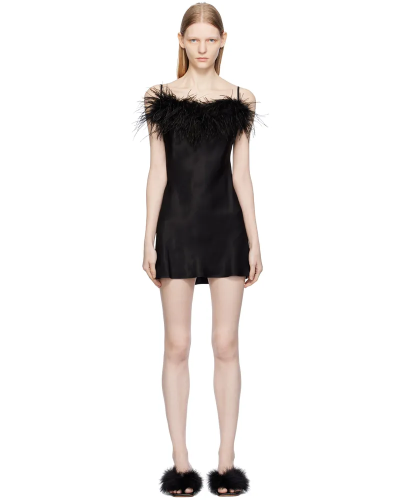 SLEEPER Black Boheme Slip Minidress Black