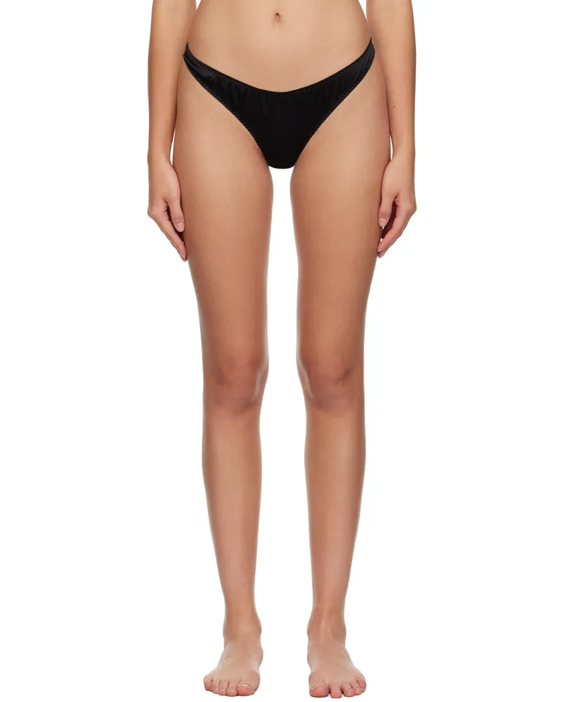 Fleur Du Mal Black Luxe Thong 0100