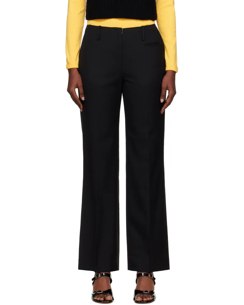 Nothing Written Black Low-Rise Tailored Wool Trousers Black