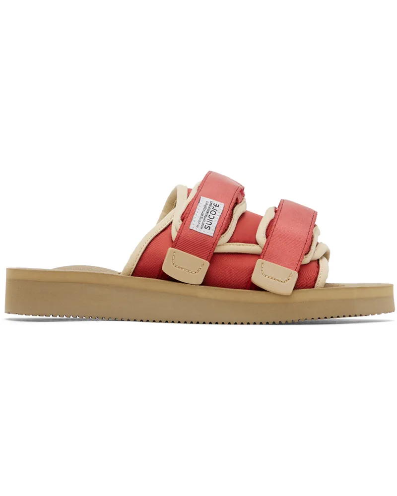 SUICOKE Red & Beige MOTO-Cab Sandals Red