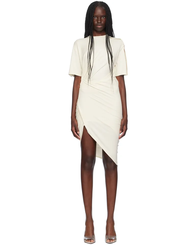 Thierry Mugler Off-White Draped Pierced Minidress 1003