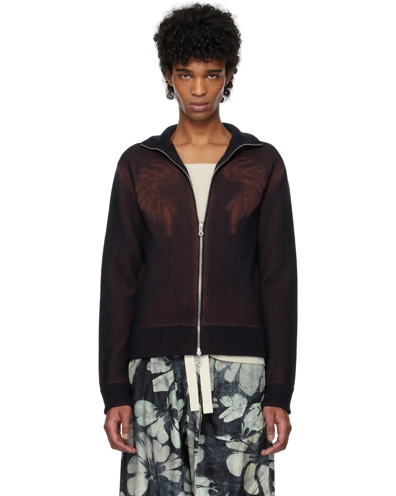 Dries van Noten Navy Zip-Up Sweater 509