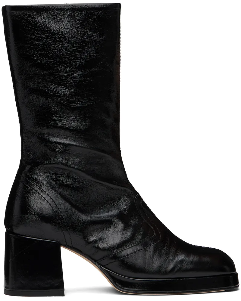 Miista Black Cass Crinkle Boots Black