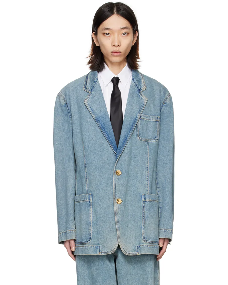 Moschino Blue Faded Denim Jacket A0281