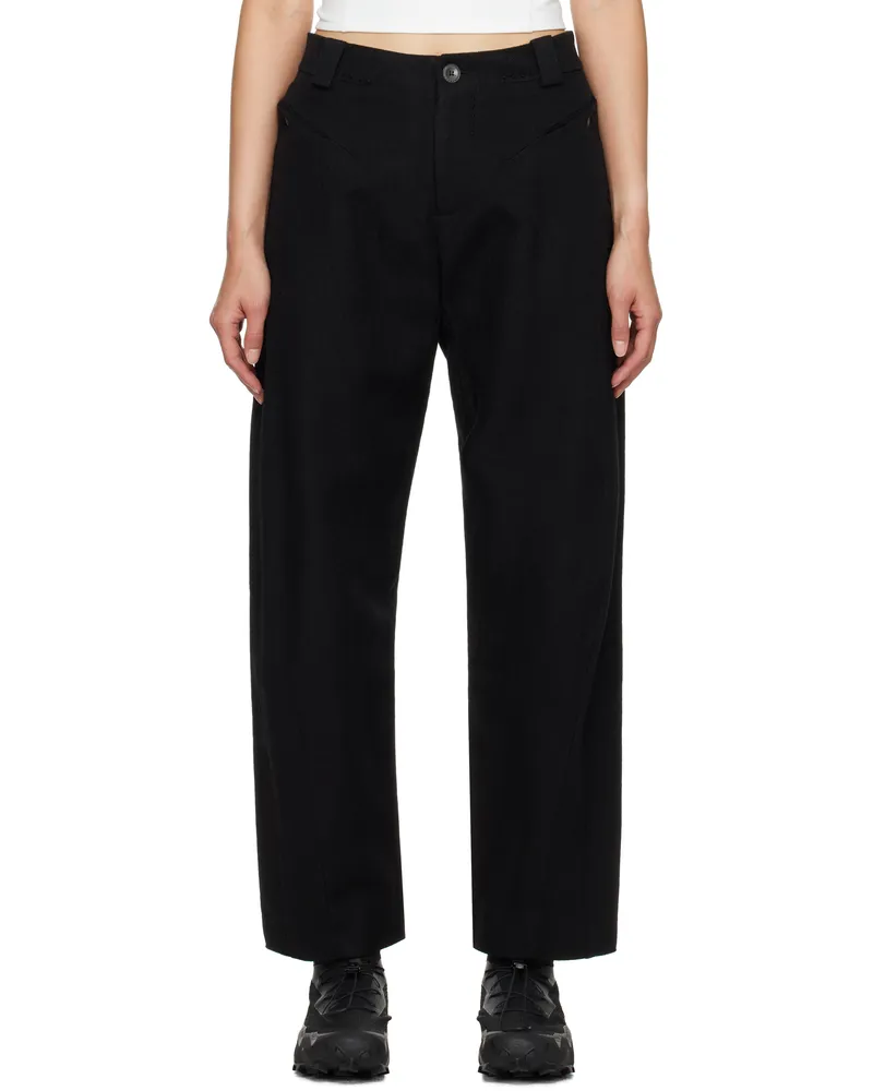 Hyein Seo Black Bent Trousers Black