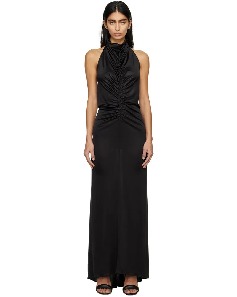 ATLEIN Black Halter Maxi Dress C0114