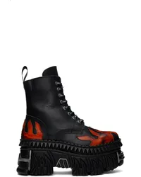 VETEMENTS Black New Rock Edition Flame Combat Boots Black