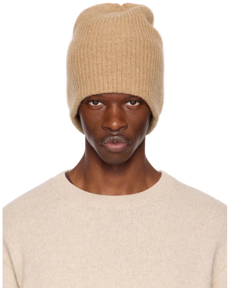 The Elder Statesman Beige Watchman Beanie 260