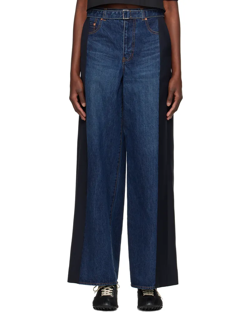 Sacai Black & Navy Denim & Suiting Jeans 405
