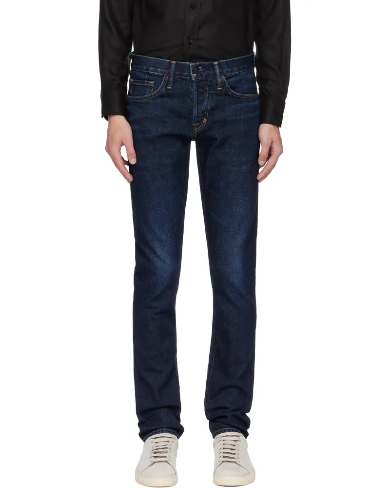 Tom Ford Blue Stretch Twill Slim Fit Jeans Hb841deep