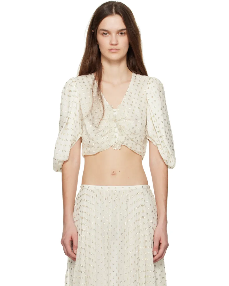 Chloé White Fluid Cropped Blouse 104