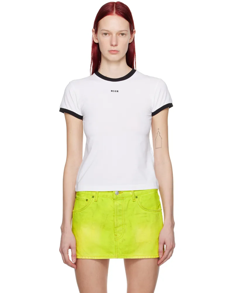 MSGM White Contrast T-Shirt 01