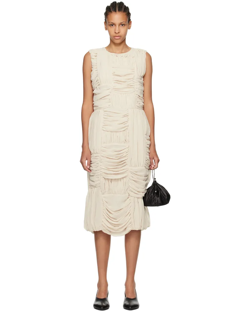 Comme des Garçons Beige Ruched Midi Dress 2