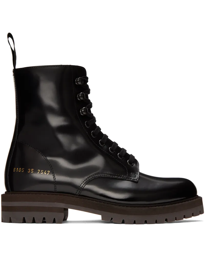 Common Projects Black Combat Ankle Boots 7547