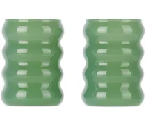 Green Small Opaque Ripple Glass Set