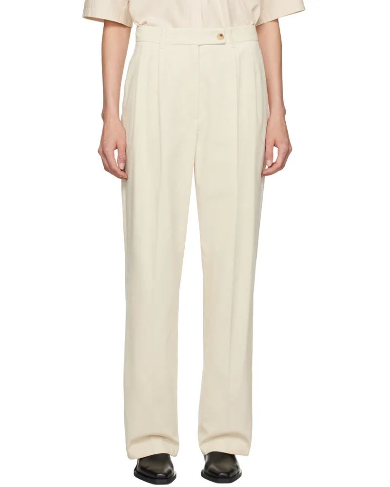 LE 17 SEPTEMBRE Off-White Pleated Trousers Ivory
