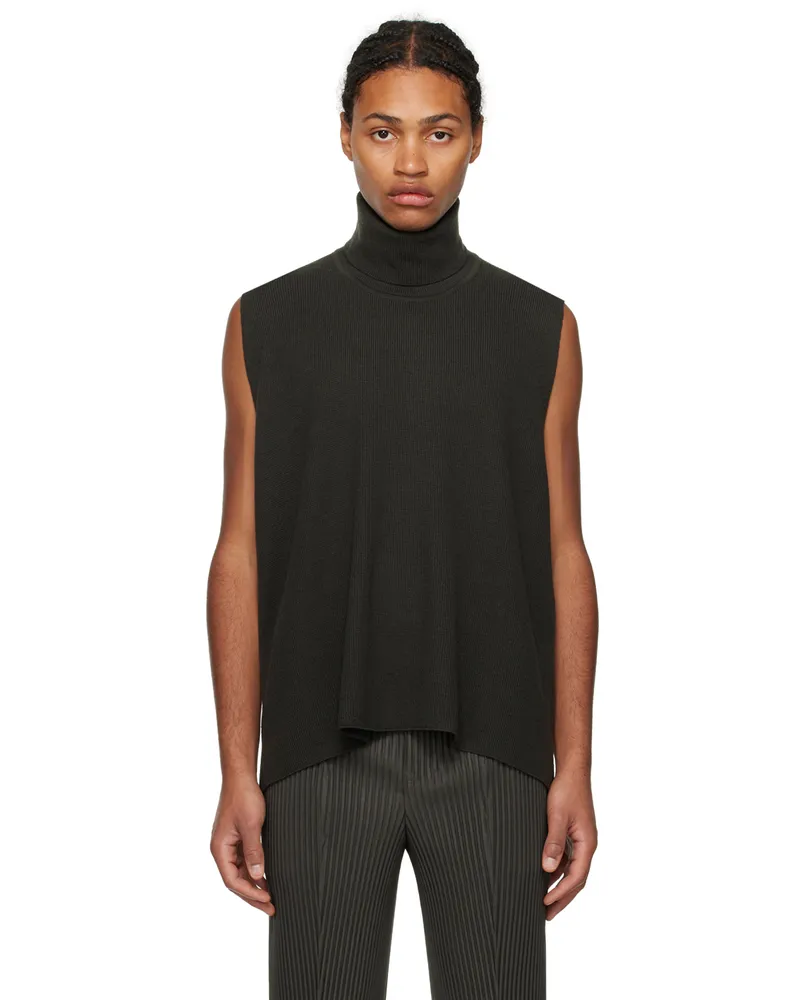 Issey Miyake Black Framework Vest 15-black