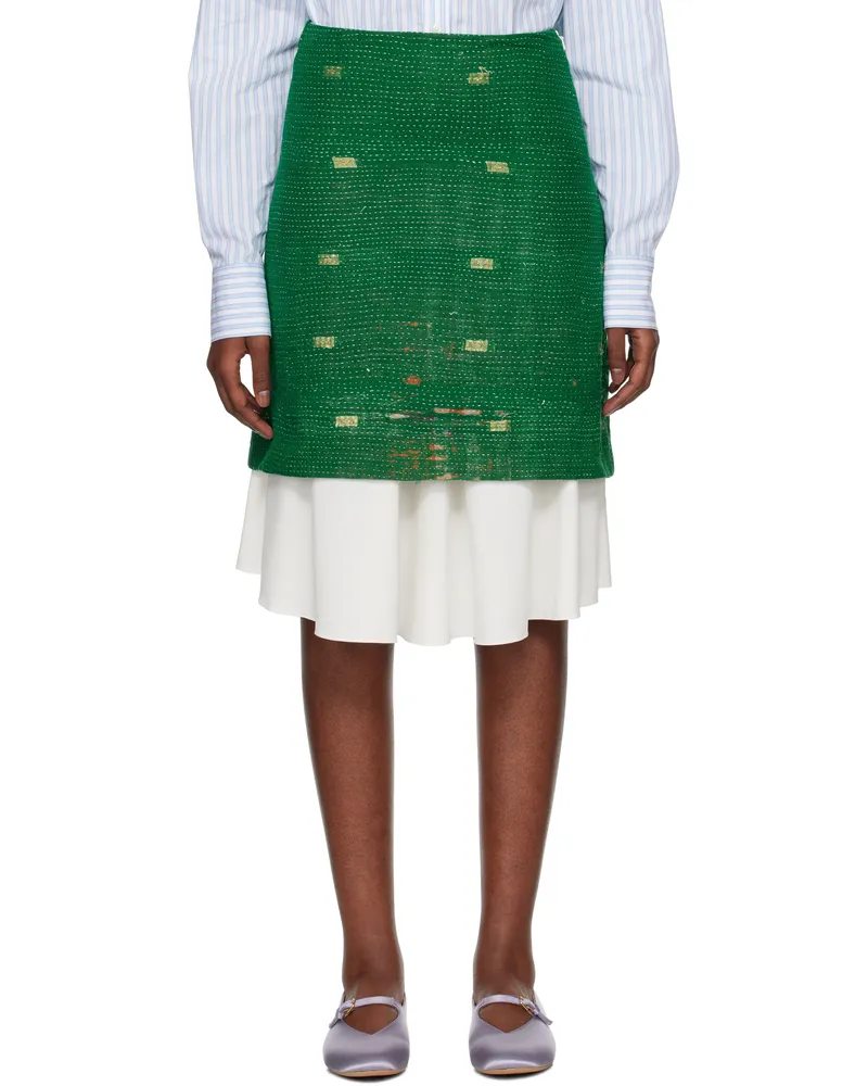 Wales Bonner Green Triumph Midi Skirt Green
