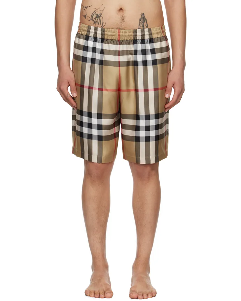 Burberry Beige Check Shorts Archive