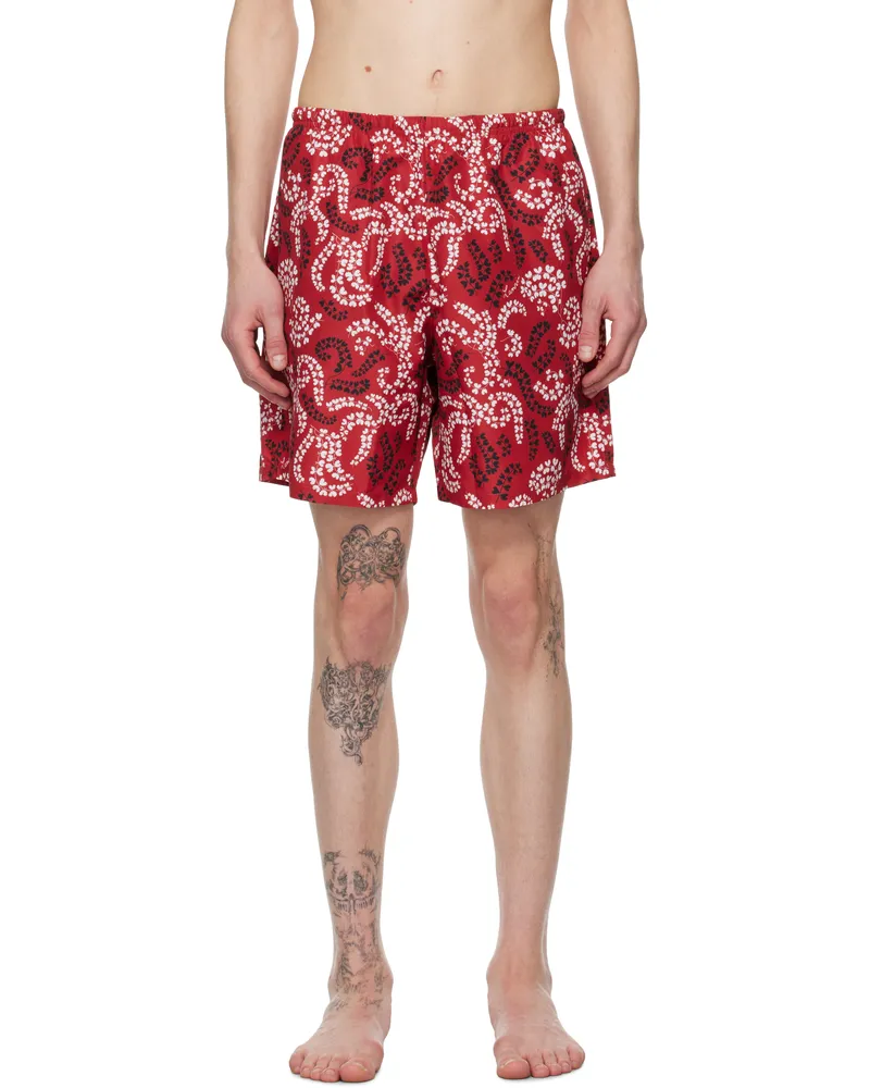 Lanvin Red Printed Swim Shorts Carmine