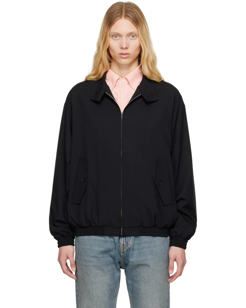 AURALEE Black Super Fine Tropical Wool Zip Jacket Black