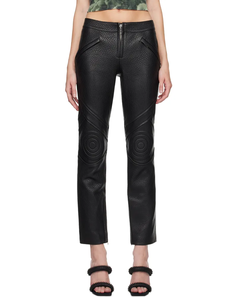 Alexander Wang Black Moto Slim-Leg Lambskin Leather Pants Black