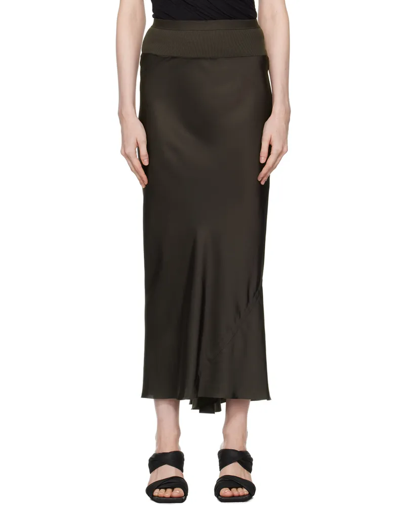 Rick Owens Gray Porterville Calf Bias Midi Skirt 78