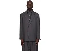 Gray Notched Lapel Blazer