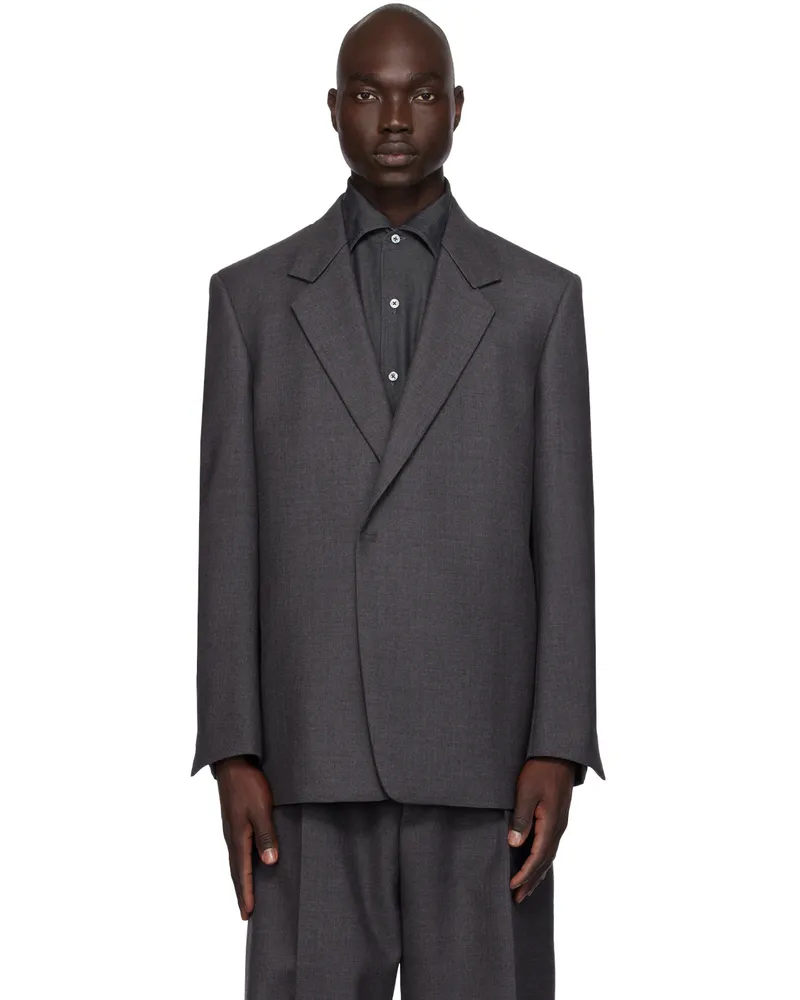Ermenegildo Zegna Gray Notched Lapel Blazer 687089a6
