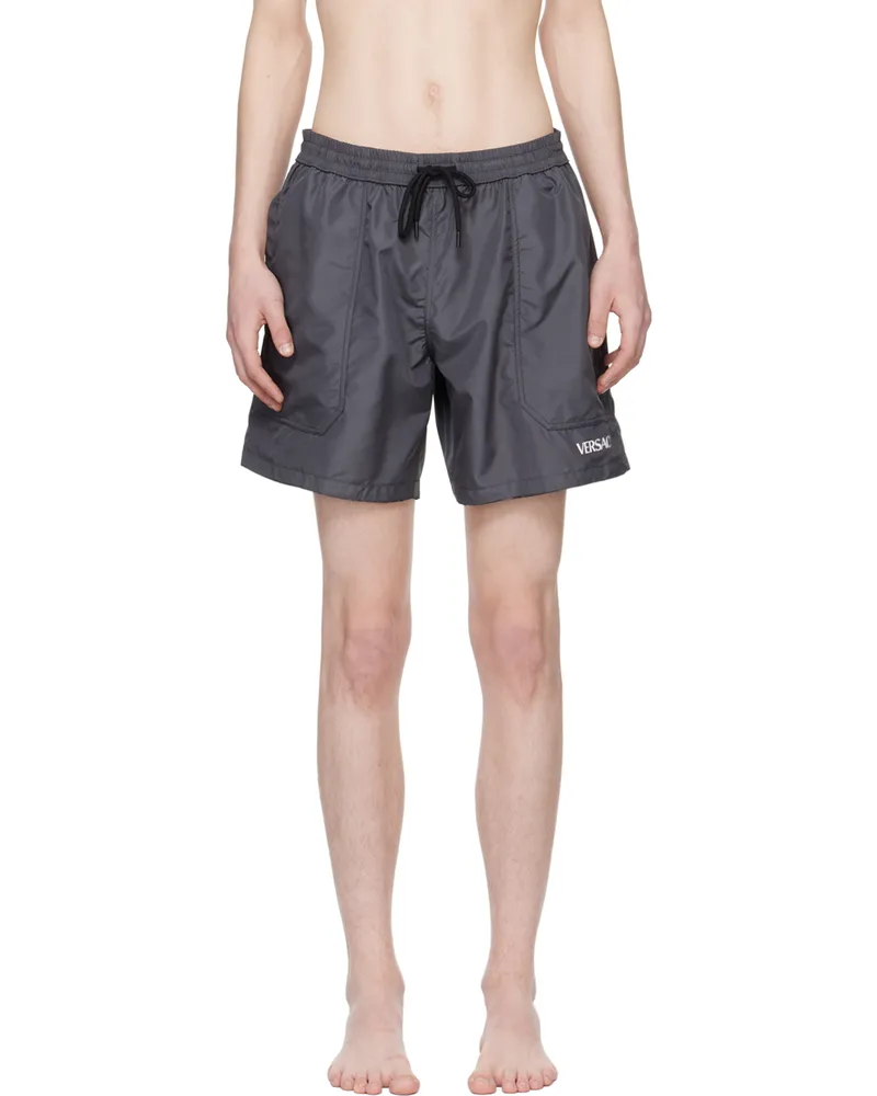 Versace Gray Barocco Reversible Swim Shorts 5bc10-black