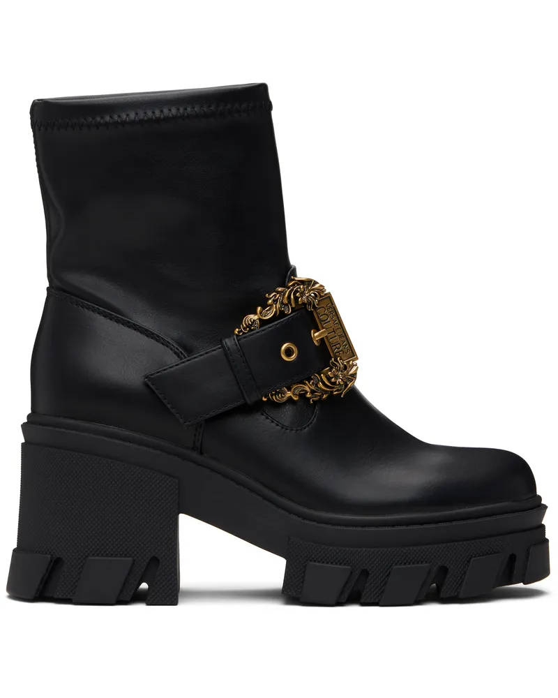 Versace Jeans Black Sophie Baroque Buckle Boots E899