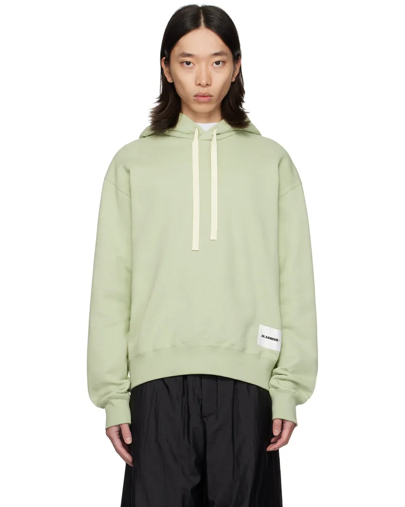 Jil Sander Green Logo Patch Hoodie Apple